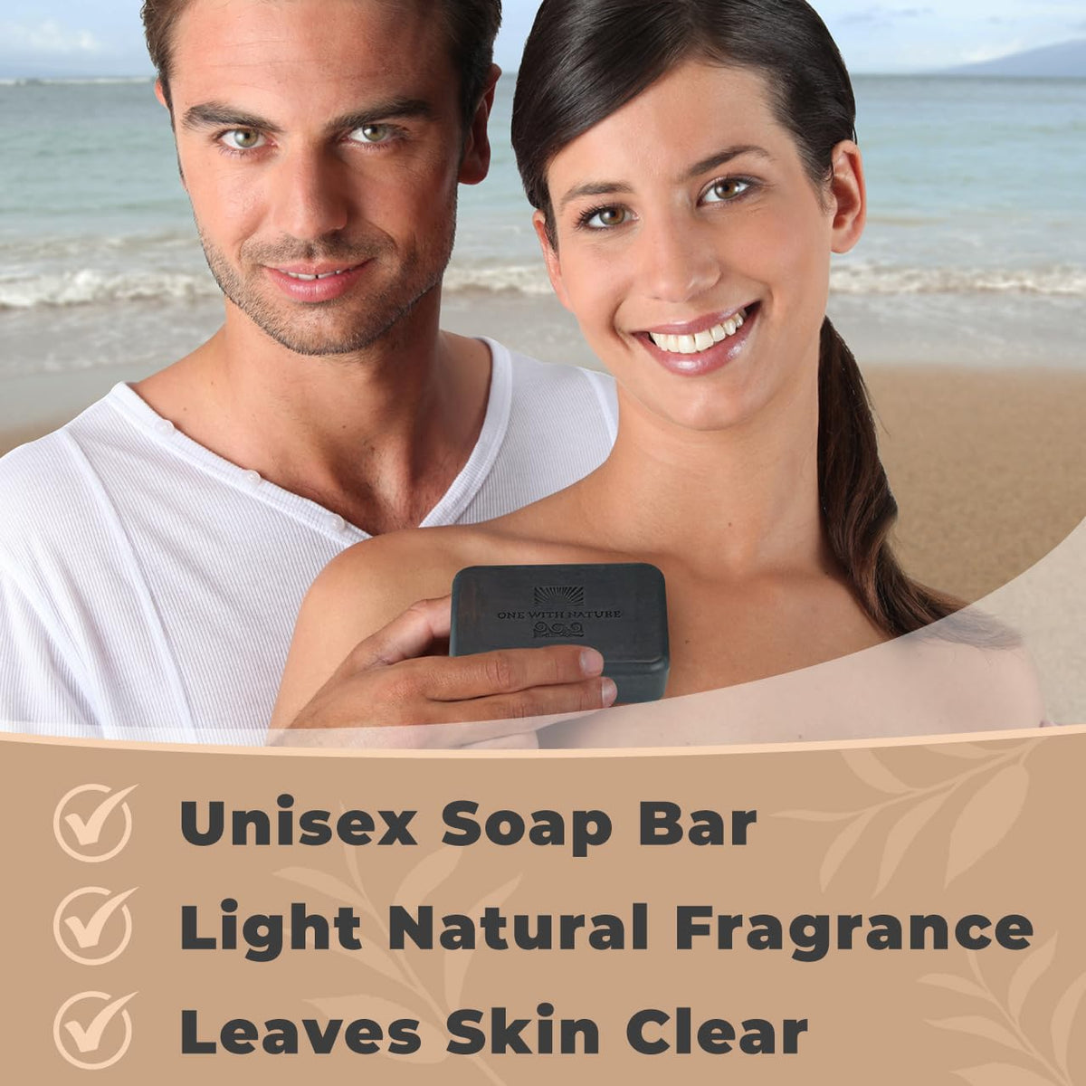 Savon Charbon Actif One With Nature avec ingrédients naturels