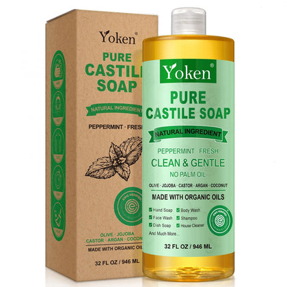 Savon de Castille Yoken 32oz à la menthe poivrée vue avant