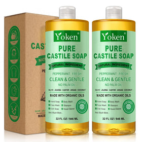 Savon de Castille Yoken 32oz à la menthe poivrée, vue avant