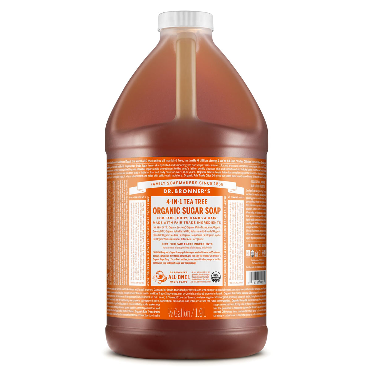 Savon de Sucre Bio Dr. Bronner's au Tea Tree, vue avant