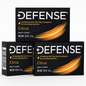 Savon Defense Soap utilisé dans une salle de bain