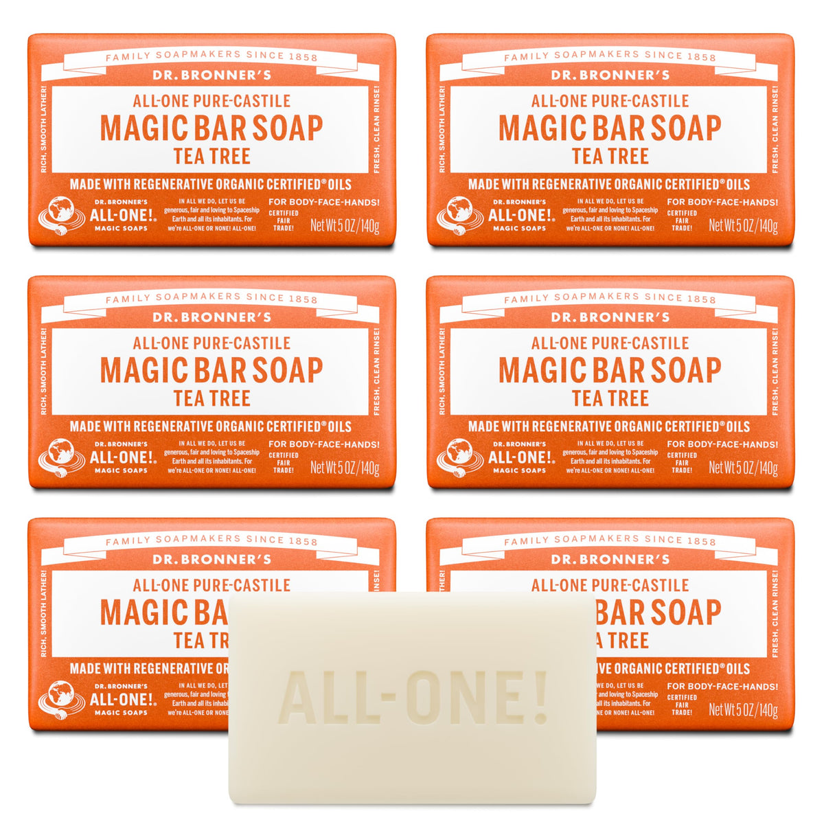 Savon Dr. Bronner's Pure-Castile Tea Tree 5 oz, vue de face
