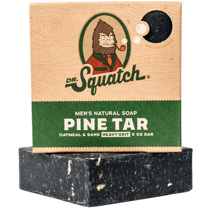 Savon Dr. Squatch au goudron de pin, vue de face, taille 141g