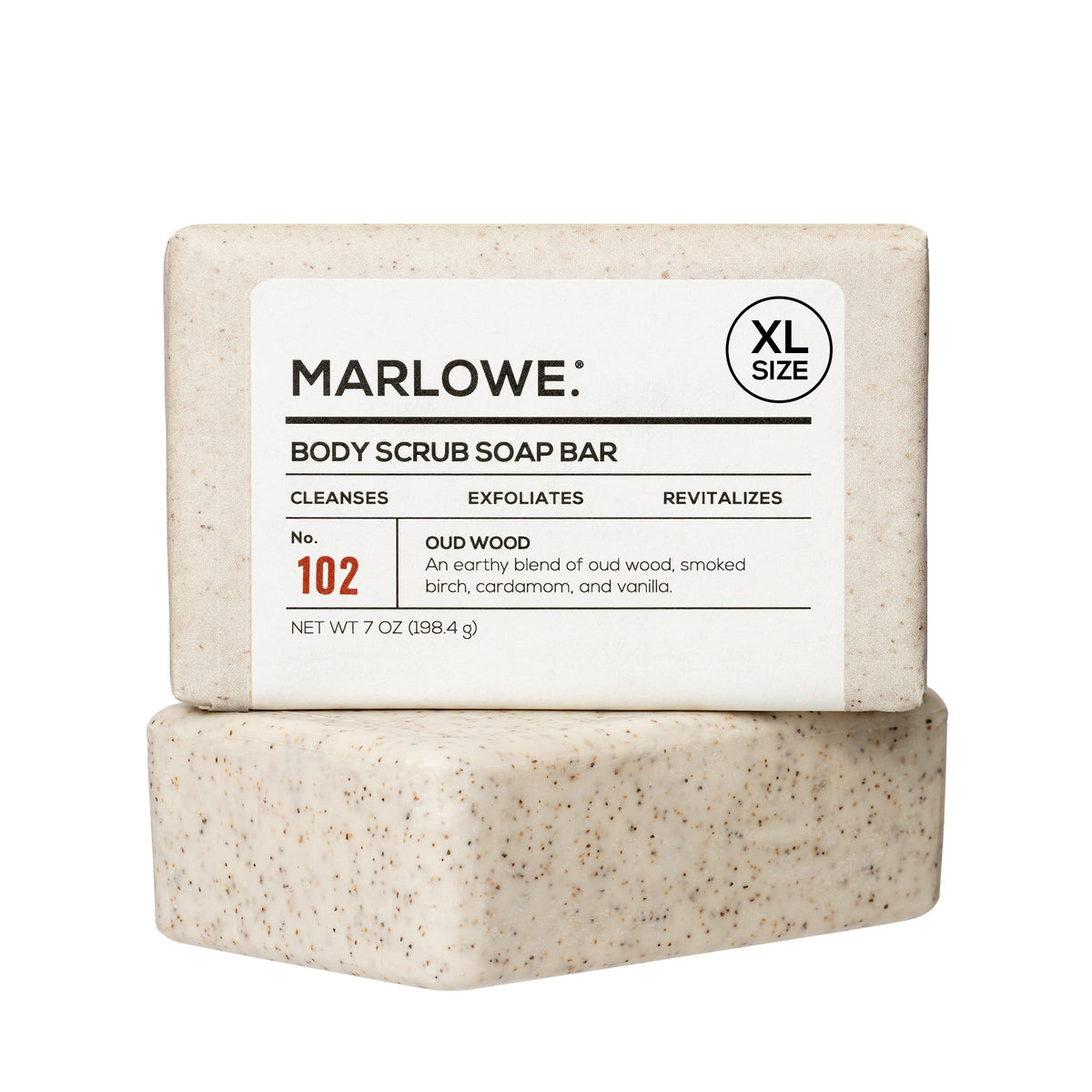 Savon Exfoliant Corps MARLOWE. 204g au Bois d'Oud, vue de face