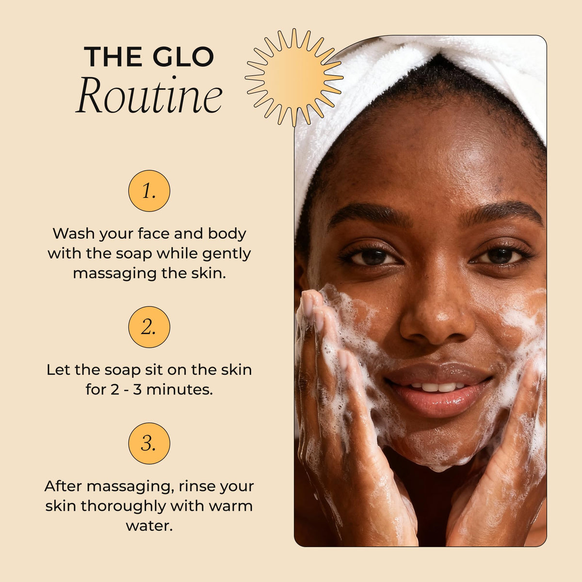 Savon Glo Melanin au curcuma avec un effet moussant