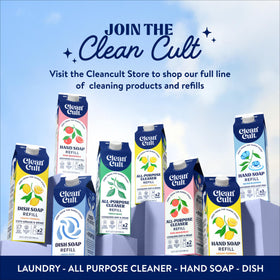 Savon liquide Cleancult avec un fond de nature