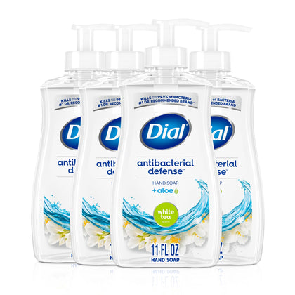 Savon liquide Dial Antibactérien Thé Blanc 4-Pack vue de face