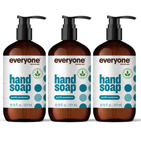 Savon liquide mains Eucalyptus Pacifique, 3 bouteilles en plastique recyclé