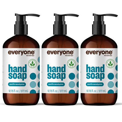 Savon liquide mains Eucalyptus Pacifique, 3 bouteilles en plastique recyclé