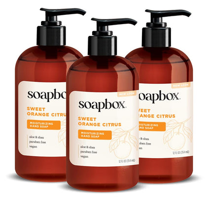 Savon liquide pour mains Soapbox Orange Douce bouteille avant