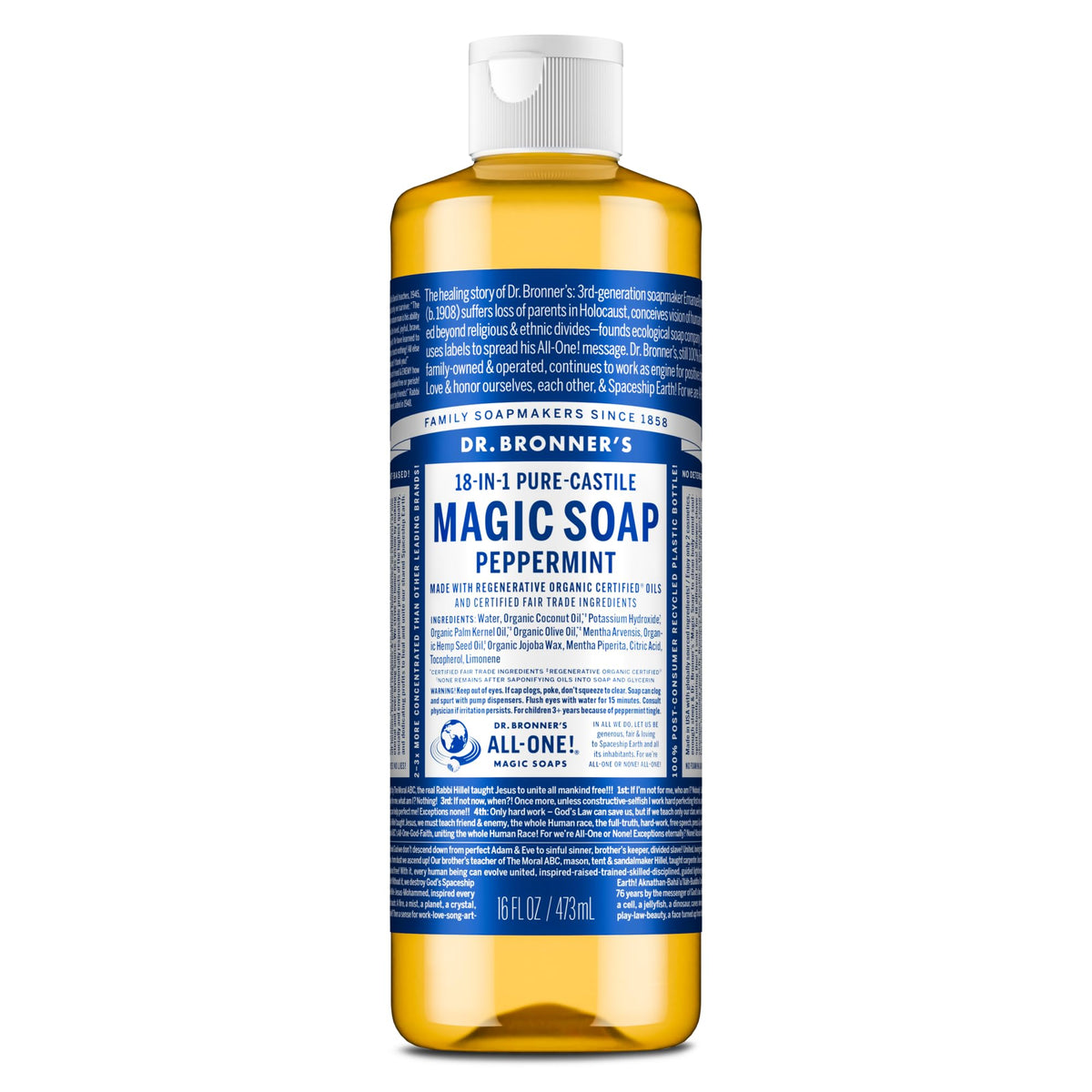 Savon liquide Pur-Castile Menthe Dr. Bronner's 540g vue avant