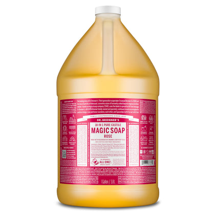 Savon liquide Pure-Castile Rose Dr. Bronner's en bouteille de 1 gallon