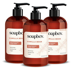 Savon liquide Soapbox à la vanille, vue avant du packaging