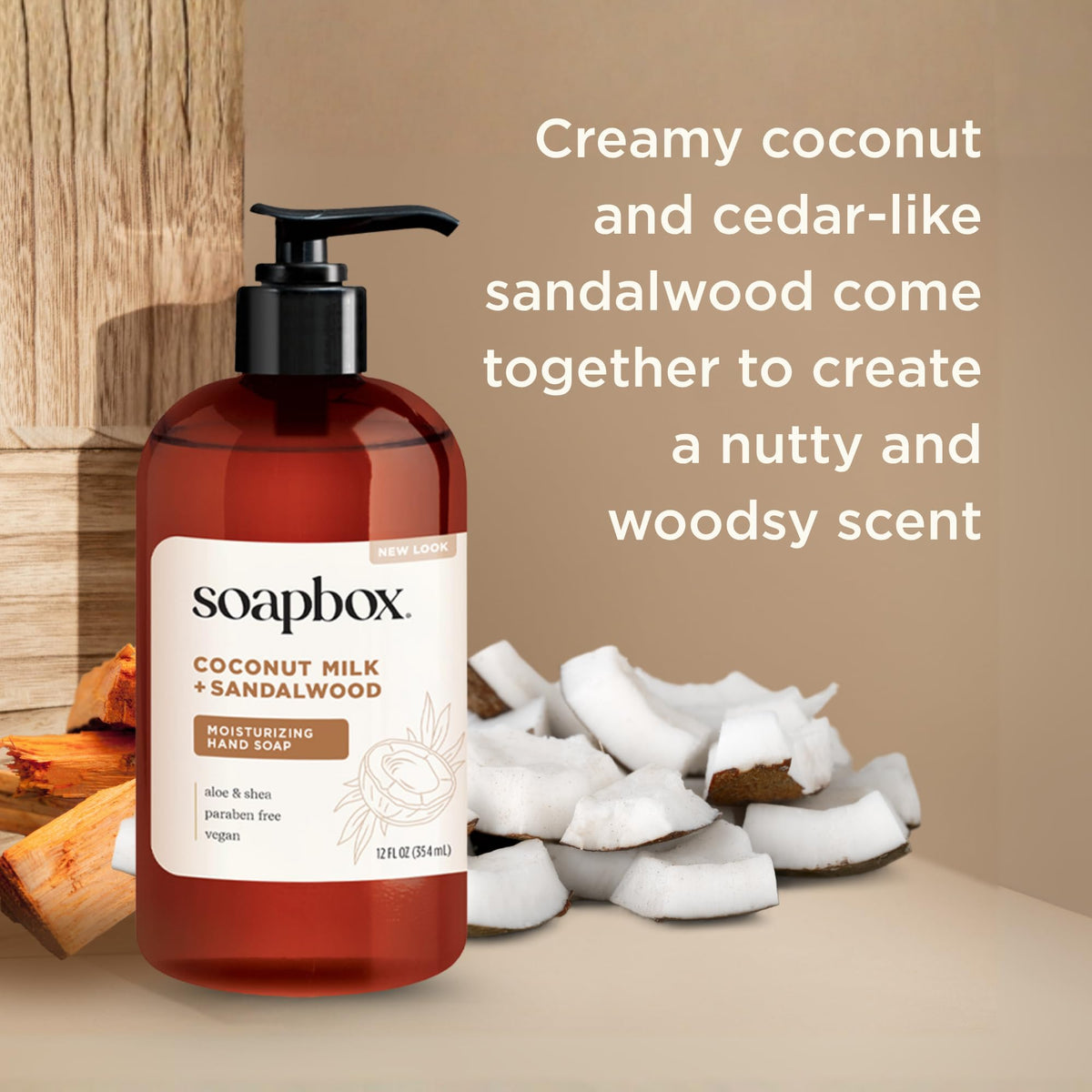 Savon liquide Soapbox au parfum de minéraux marins sur fond blanc