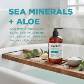 Savon liquide Soapbox au parfum de noix de coco sur fond blanc