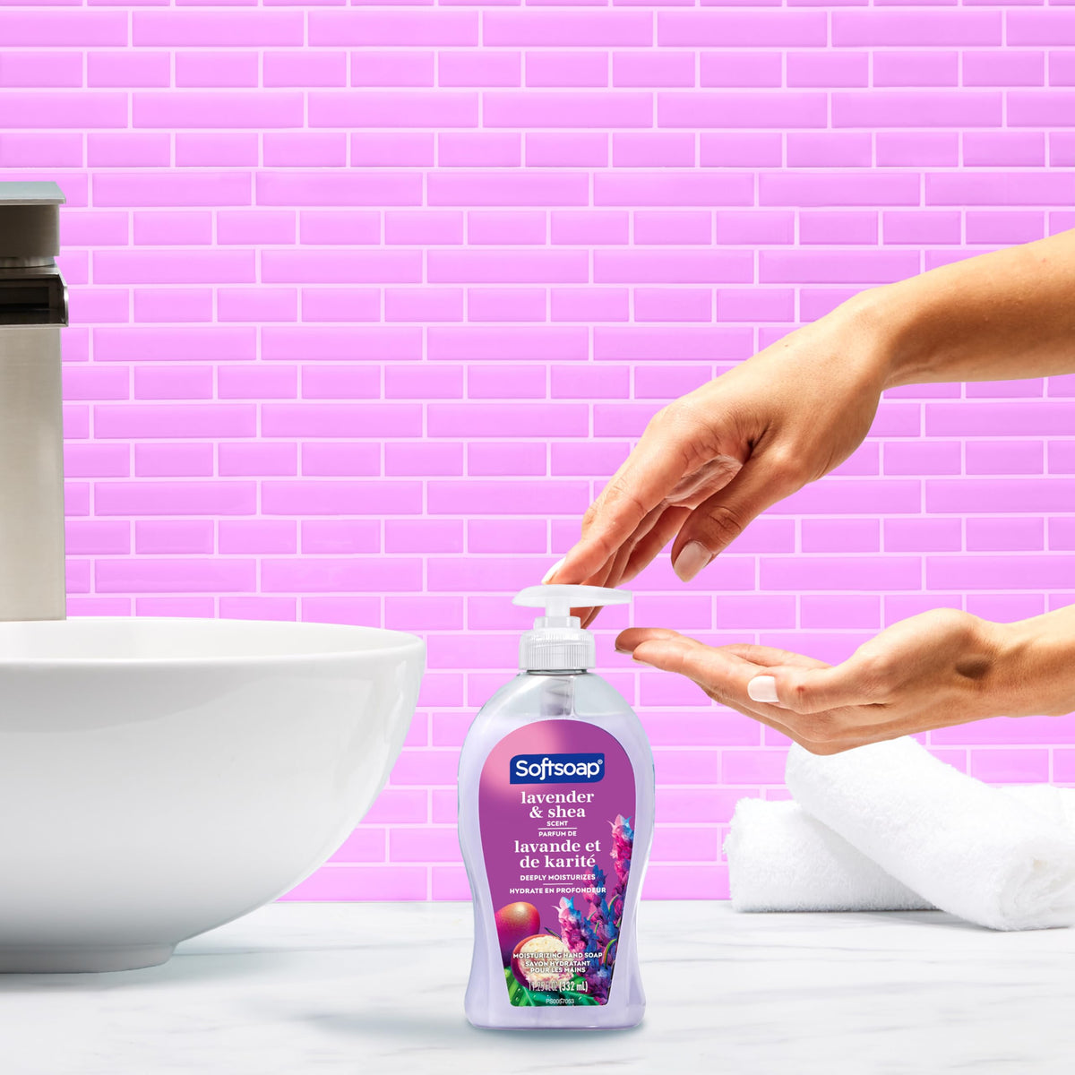 Savon liquide Softsoap Lavande et Karité bouteille arrière