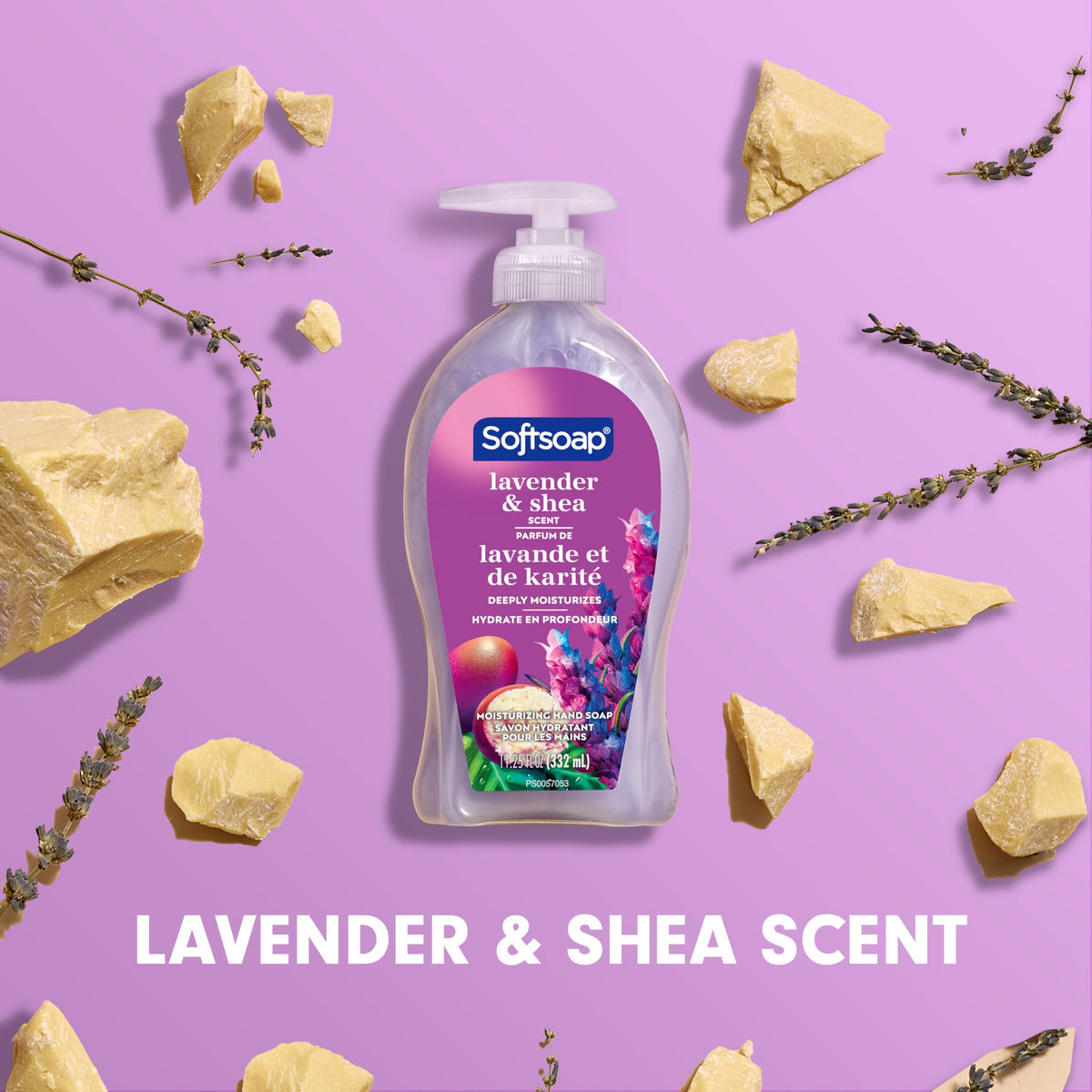 Savon liquide Softsoap Lavande et Karité sur un évier