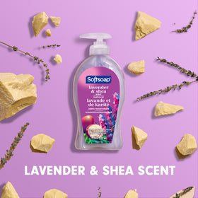 Savon liquide Softsoap Lavande et Karité sur un évier