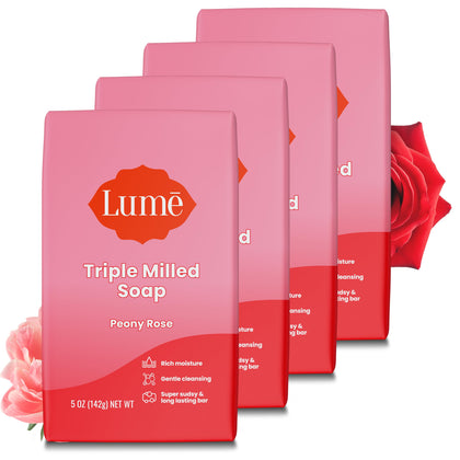 Savon Lume Triple Milled 4 pk 5 oz - Rose Pivoine vue de face