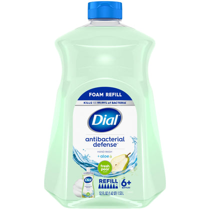 Savon mains antibactérien Dial mousse poires fraîches 52 Fl Oz vue avant
