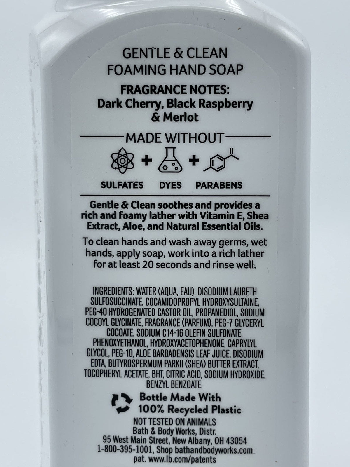 Savon Mains Moussant Bath & Body Works Cerise Noire Merlot emballage