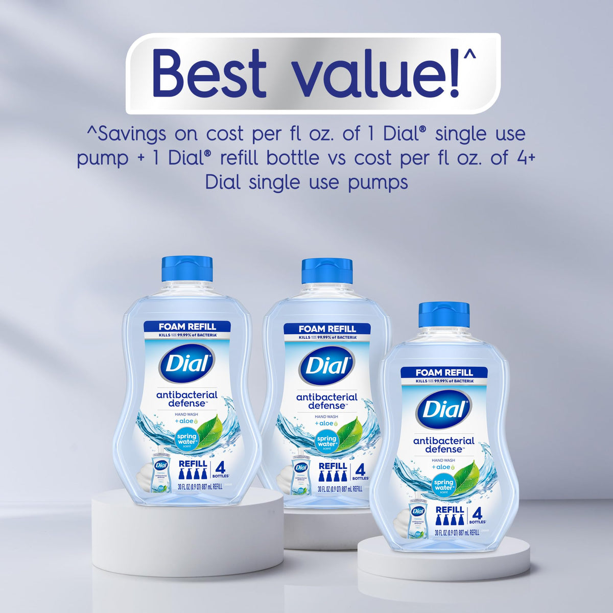 Savon mains mousse Dial avec mousse visible