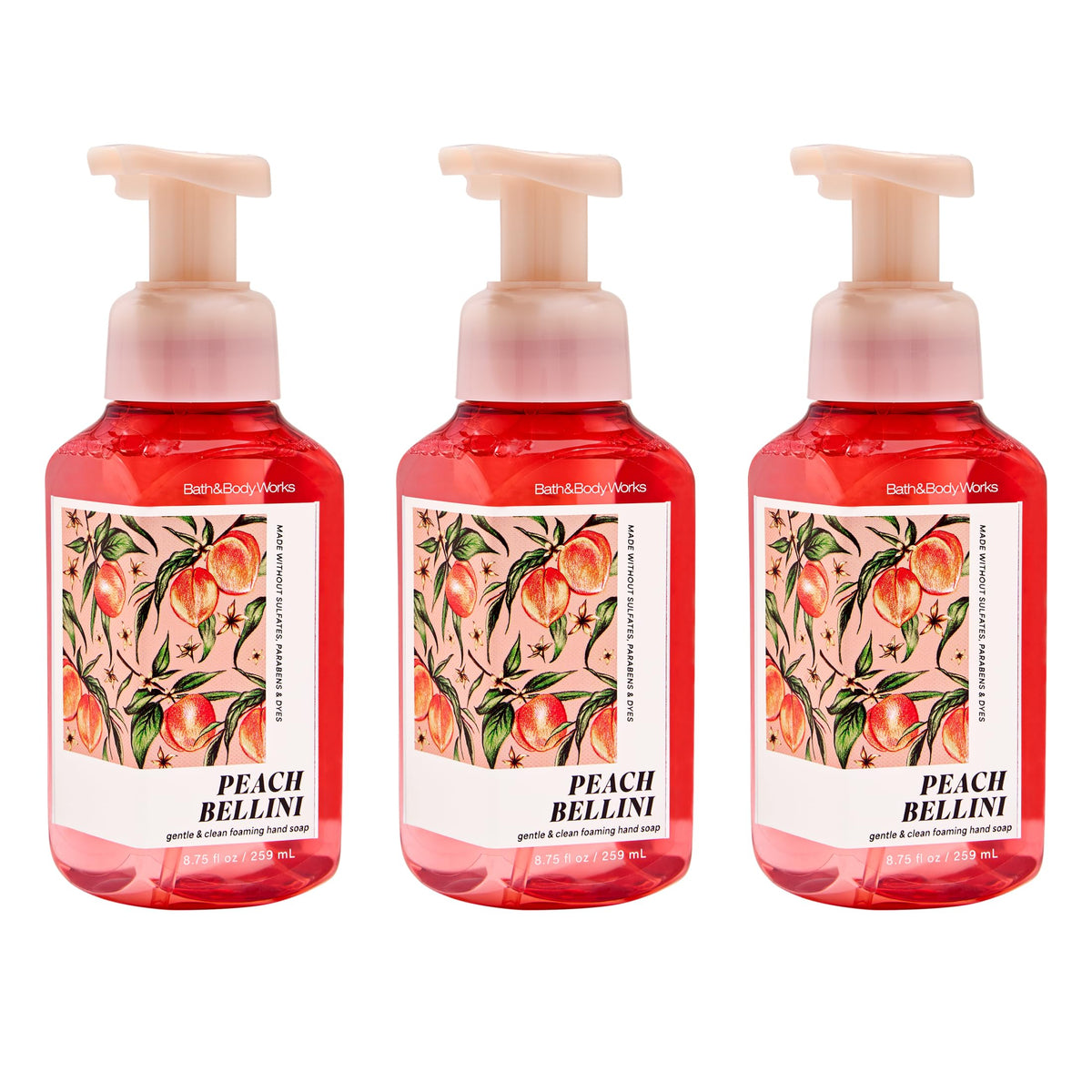 Savon mains mousseux Bath & Body Works Peach Bellini 3-Pack vue avant