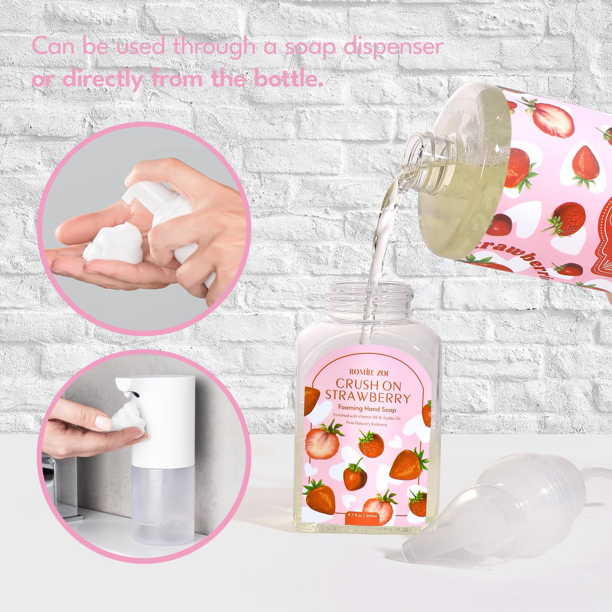 Savon moussant ROMIIE ZOI à la fraise avec un parfum fruité