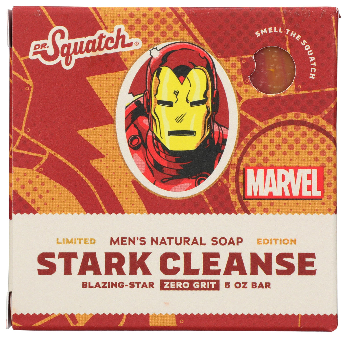 Savon naturel Dr. Squatch Ironman 150g vue de face avec emballage