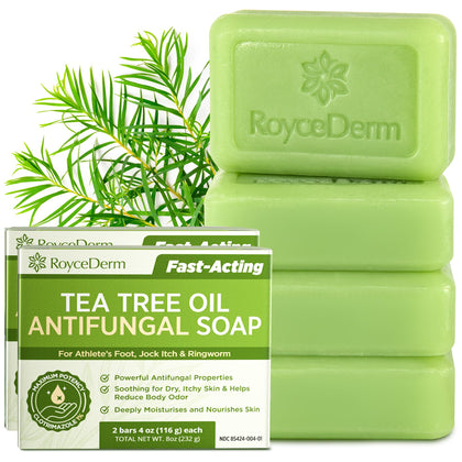 Savon Roycederm Antifongique avec parfum d'huile d'arbre à thé, vue avant