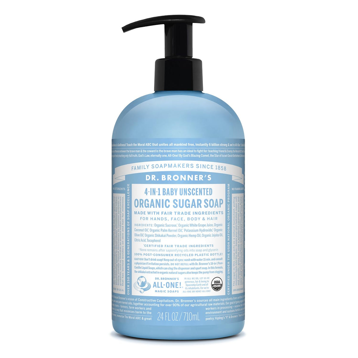 Savon Sucre Bio Dr. Bronner's 24 oz vue avant
