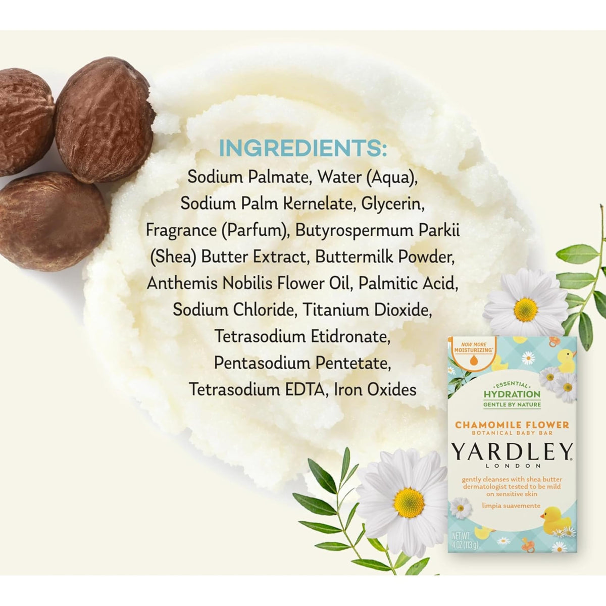 Savon Yardley 118g à la camomille, détail du parfum