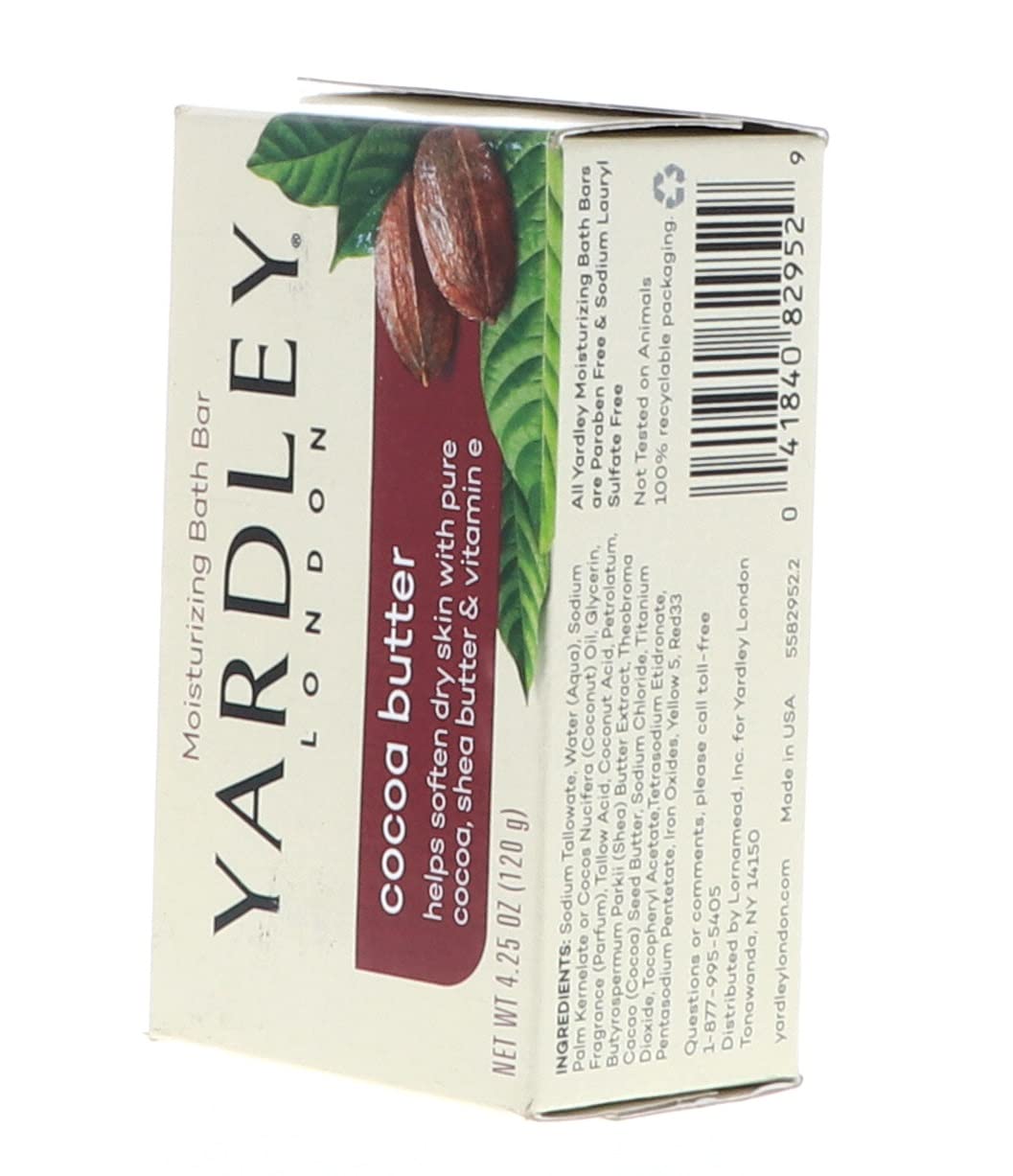 Savon Yardley au beurre de cacao et vitamine E, sur une serviette