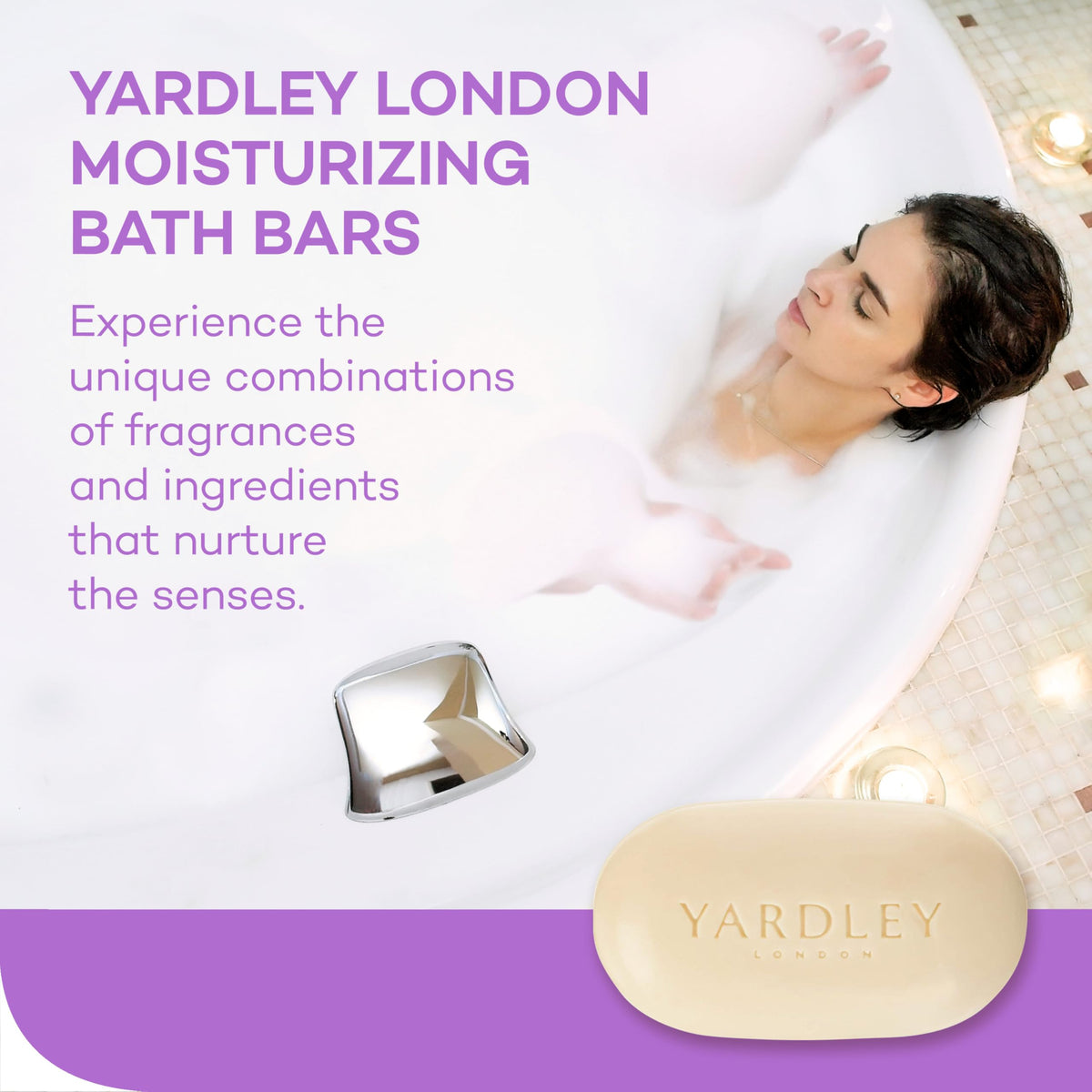 Savon Yardley Lavande Anglaise 231g sur une serviette