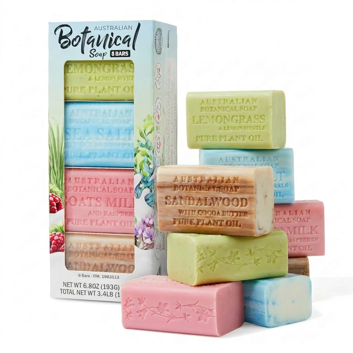 Savons Australian Botanical Soap en pack de 8 avec différentes fragrances