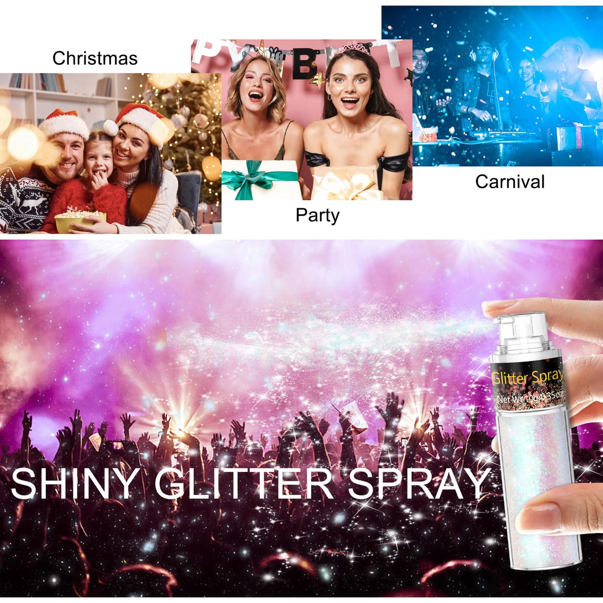 Scarman Spray Paillettes utilisé pour un look glamour