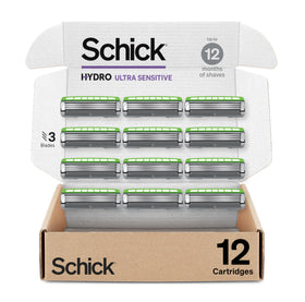 Schick Rasoir Ultra Sensible 3 lames recharges 12 unités, packaging avant