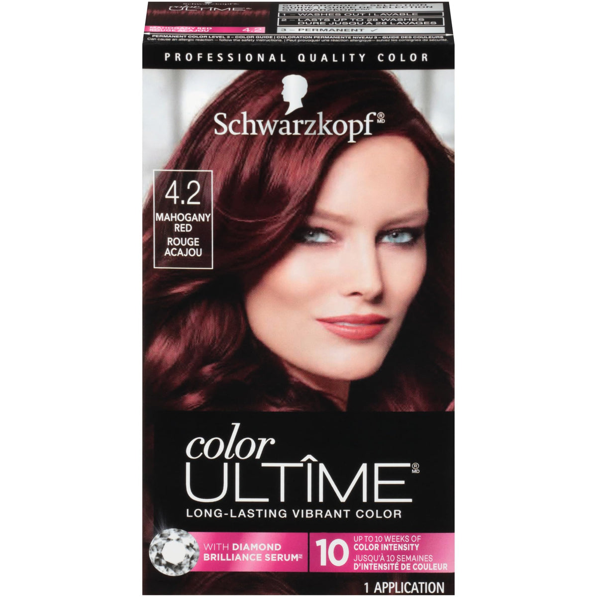 Schwarzkopf Color ULTÎME 4.2 Rouge Acajou vue avant de l'application