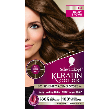 Schwarzkopf Keratin Color 5.3 Brown Foncé boîte avant