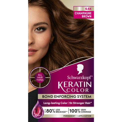 Schwarzkopf Keratin Color 6.64 Brun Champagne vue avant avec emballage