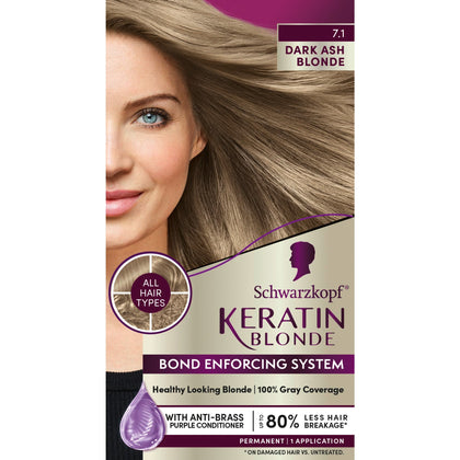 Schwarzkopf Keratin Color 7.0 Blonde Foncé Cendré boîte vue avant