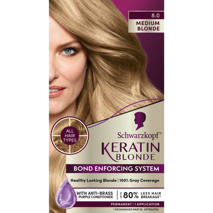 Schwarzkopf Keratin Color 8.0 Blonde Médium emballage avant