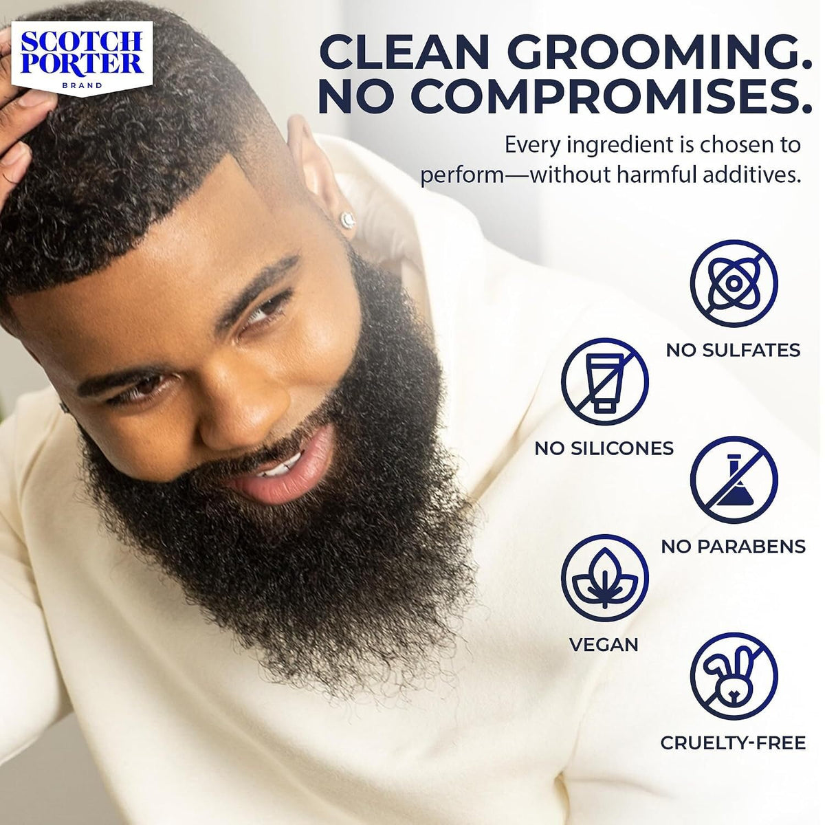 Scotch Porter shampooing hydratant pour barbe sur un comptoir