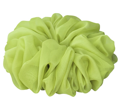 Scrunchie en chiffon lime green 18 cm vue de face