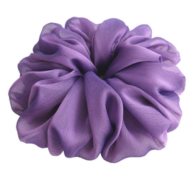 Scrunchie en chiffon violet améthyste vue de face