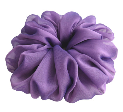 Scrunchie en chiffon violet améthyste vue de face