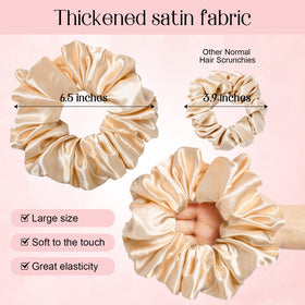 Scrunchies en satin CEELGON, couleur champagne, vue de côté