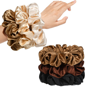 Scrunchies en satin CEELGON, couleur noire, vue de face