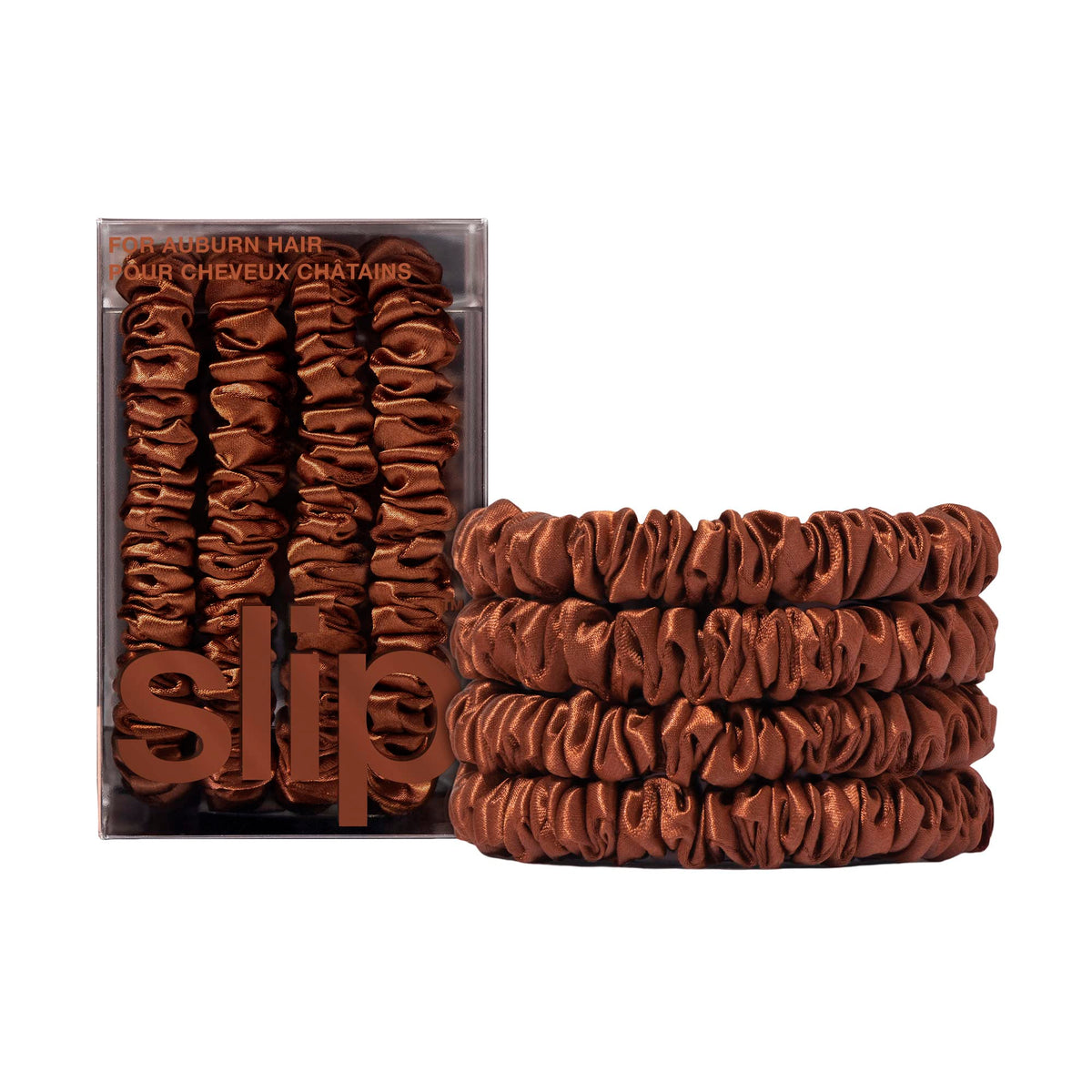 Scrunchies en soie auburn SLIP vue de face