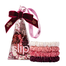 Scrunchies en soie SLIP en couleur Crimson, Blush, Harriet et White